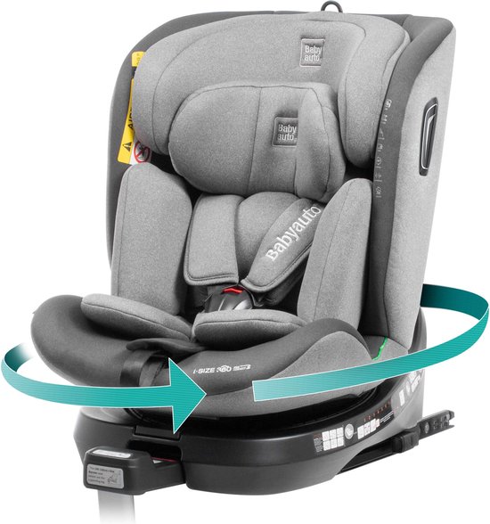 BabyAuto Aitana I-Size Autostoel - 360º draaibaar - Isofix - 40-150 cm - 0-36kg - Tot 12 jaar - Kleur Grijs van BabyAuto