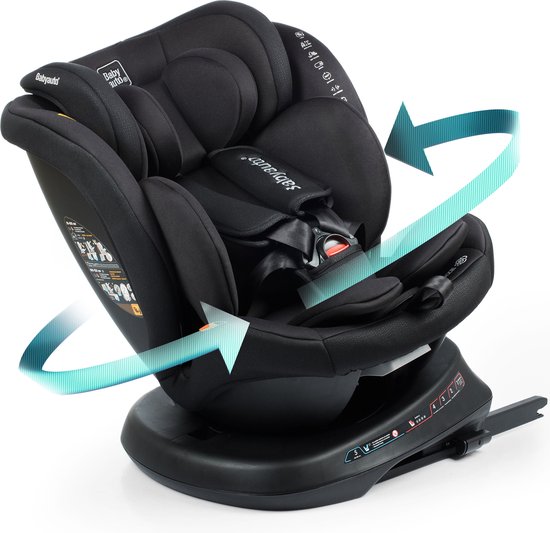 BabyAuto Autostoel Rodia Plus 360° Draaibaar | iSize | Top-Tether | 40-150 cm | 0-12 jaar 0-36 kg | groep 1 2 3 | Zwart van Merkloos