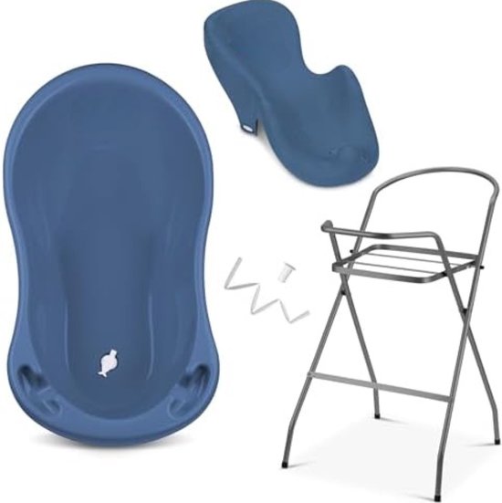 Babybad met standaard - Baby bad met standaard - Babybad set - Baby badje met standaard - Baby badset - ‎118,01 x 53,01 x 30 cm - 4 - Set/ Donkerblauw van Tega Baby