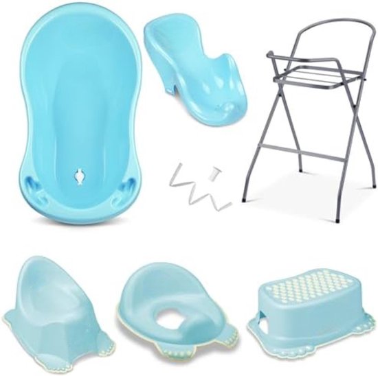 Babybad met standaard - Baby bad met standaard - Babybad set - Baby badje met standaard - Baby badset - ‎118,01 x 53,01 x 30 cm - 7 - Set/ Blauw van Merkloos