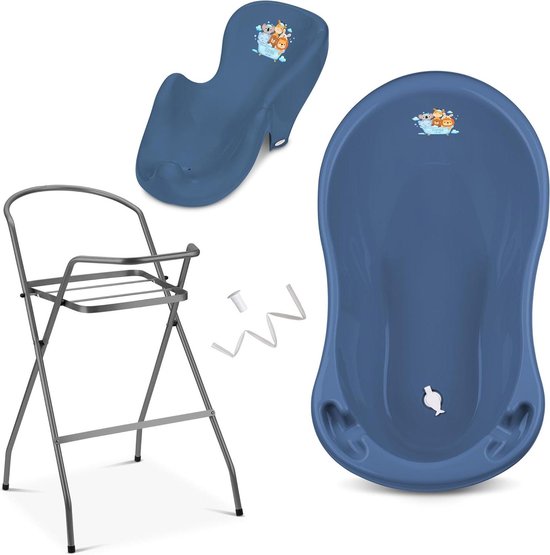 Babybad set - Badje met standaard - Baby badderen - TÜV Rheinland gecertificeerd - 86 cm - Donkerblauw