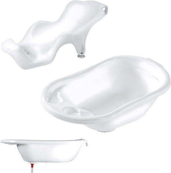 Babybad XL - Babybadje met hangmat - Veilig Baden - Ergonomische antislip - 82 x 50 x 22 cm - Wit