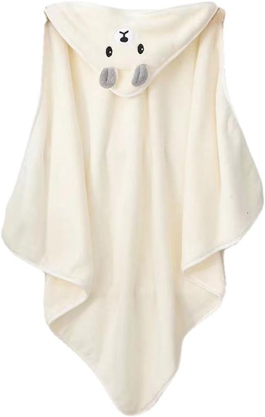 Babybadcape met capuchon - pasgeboren babybadhanddoek - kinderhanddoek met capuchon - babybadhanddoek - babyhanddoek/kinderhanddoek - 0-5 jaar -105*105cm-Wit