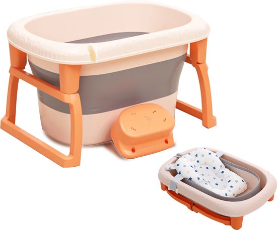 Babybadje - Inklapbaar bad - Bad Baby - Met badkruk - Zitbad - Bath bucket - Opvouwbaar bad kinderen - Baby badje - Opvouwbaar bad baby - Opvouwbaar bad - baby badkussen van Dushy.