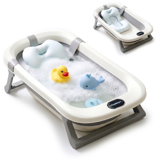 Babybadje - kunststof - crèmewit-grijs - 78x23x50 cm - met antislip