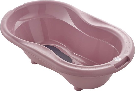 Babybadje met antislipmat en afvoerplug - geschikt voor 0-12 maanden - in fantastic mauve (oudroze) - model 200010288 van OKBaby