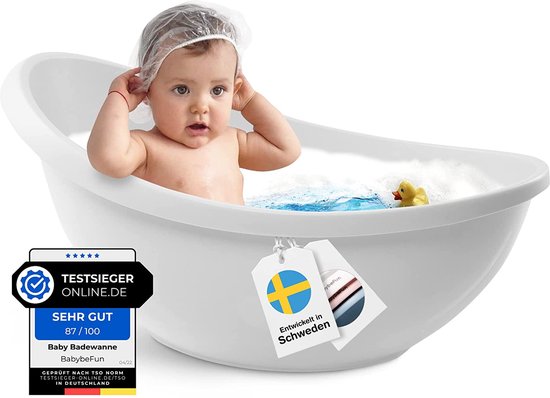 Babybadje met inzetstuk voor pasborn [test winnaar] antislip babybadje voor baby's en peuters [0-12 maanden] babybadje voor in de douche badje met | kleine wijk van Mandii.