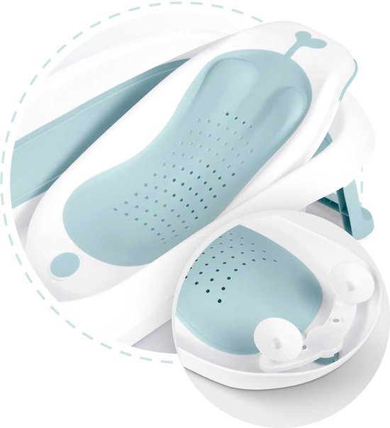 Babybadje met thermometer en inzetstuk - RK-282 - wit en blauw van Merkloos