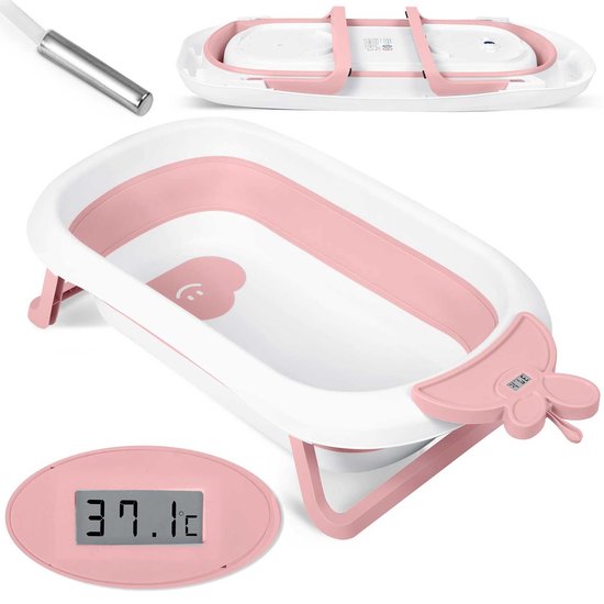 Babybadje met thermometer - roze wit - 51x21,5 cm van A3 Baby & Kids