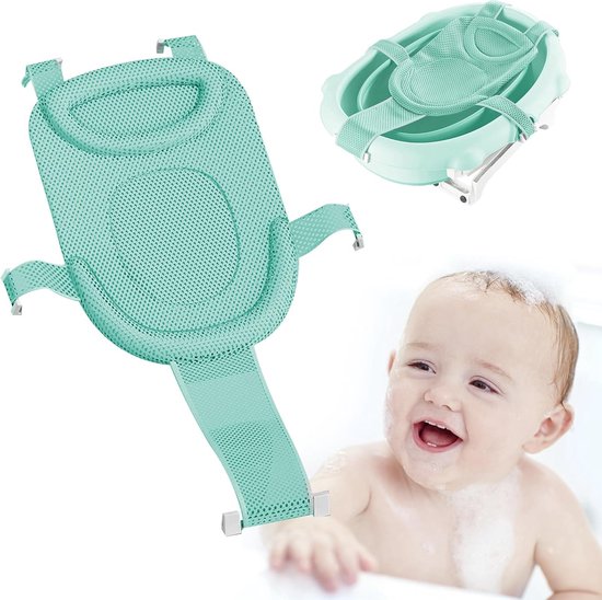 Babybadje Net Babybadje Inzetzitje Babykuipjes - Pasgeboren Douche Mesh Verstelbaar Comfortabel Peuter Badaccessoires Antislipzitje Mesh Zak Badplank Lichtgroen 1 Stuk van LCJDDI