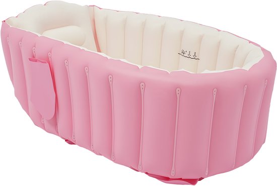 Babybadje Opblaasbaar Kinderbad 77*40*25cm Roze Draagbaar Opvouwbaar Reisbad Mini-Luchtzwembad