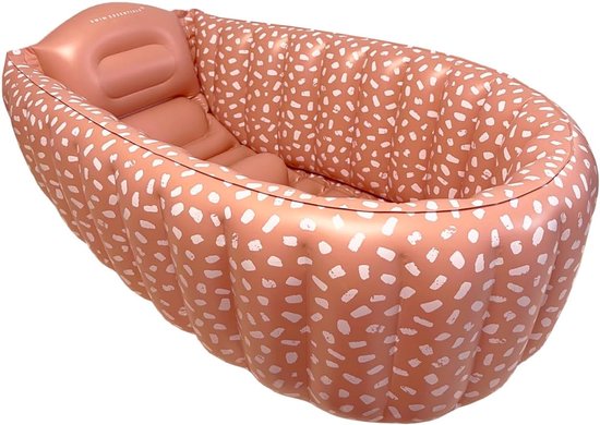Babybadje Opblaasbaar - Kinderbadje Zwemmen - Veilig Baden - Inclusief Opblaassteun - 80 x 55 x 30 cm