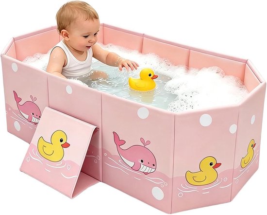 Babybadje - Opklapbaar bad - Veilig baden - Anti-kantel stabiliteit - 78x41x21cm - Wit