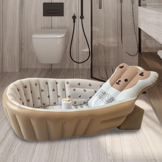 Babybadje Opvouwbaar - Peuter Douchebad - Veilig Wassen - Verstelbare Ondersteuning - 90x55cm - Beer bad