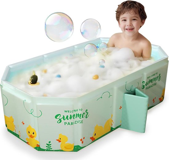 Babybadje Opvouwbaar - Peuterbadje Draagbaar - Veilig Baden - Ruimtebesparend Ontwerp - 78x45x30cm - Groen
