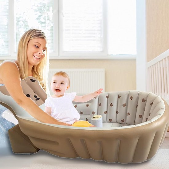 Babybadje - Peuter Douchebad - Veilig Baden - Opvouwbaar & Verstelbaar - 104 cm - Beer