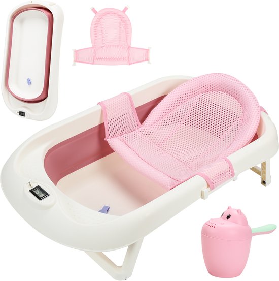Babybadje - Peuterbadje - Opvouwbaar - Inc. baby bad kussen - 80cm lang - Roze - PP&TPE - 0 tot 3 jaar van Merkloos