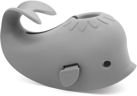 Babybadkraanhoes - Zachte siliconen veiligheidsbeschermer voor kinderen, peuters en baby's - Schattig walvisontwerp, leuk badcadeau voor kinderen-grijs van Utopone