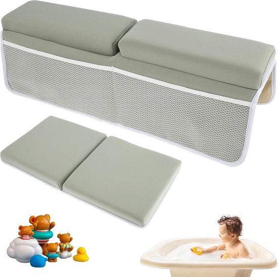 Babybadkussen met knielers en elleboogsteun - antislip badkussenset met opbergzakken