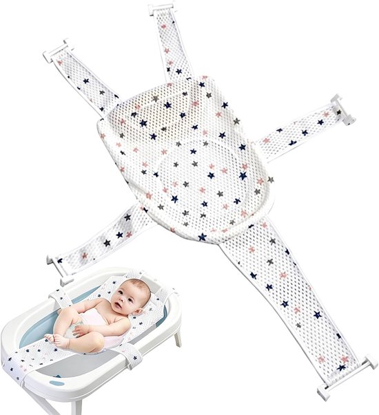 Babybadmat - babybadmat - babybadnetje - babybadstoel - badzitje - verstelbaar - antislip - badnetje voor pasgeborenen - babybadkussenstoel - Voor baby's van 0-24 maanden
