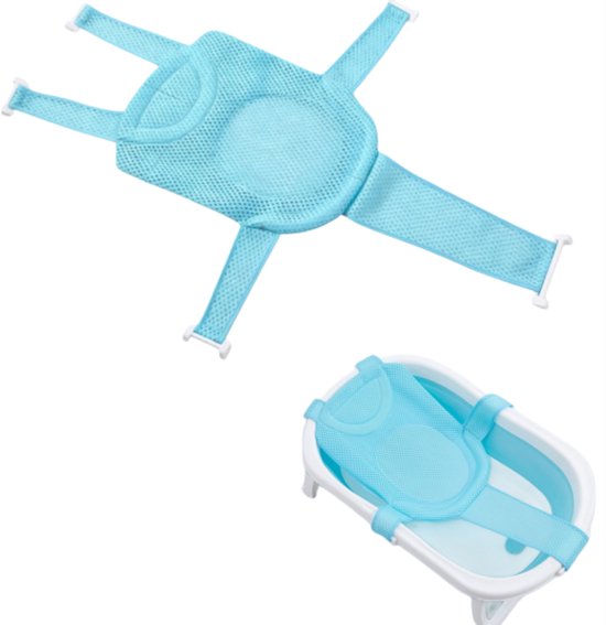Babybadnet - badmat - badmat - verstelbaar - antislip - met veiligheidsriem - unisex - geschikt voor het baden en wassen van pasgeborenen - blauw
