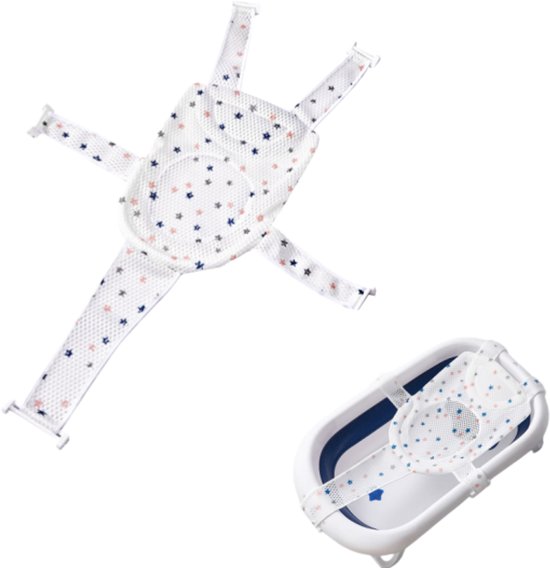 Babybadnet – badmat – verstelbaar – antislip – met veiligheidsriemen – unisex – geschikt voor het baden van pasgeborenen – wit van Merkloos