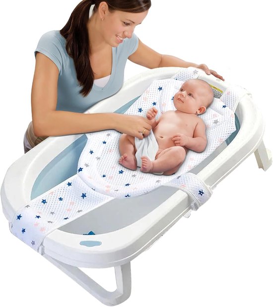 Babybadnet - Badsteun - Veilig Baden - Verstelbaar Kussen - 28 x 20 cm - Wit
