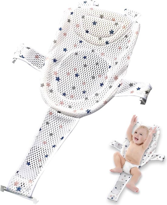 Babybadnet voor baby's, verstelbaar badzitje, babybadkussen, antislip badzitnet, babybadmat, babybadmat, babybadmat, babybadmat, babybadpad voor pasgeborenen, verstelbaar van Hifuar