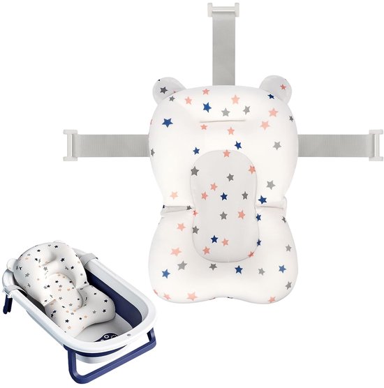 Babybadondersteuningsnet Babybadondersteuningskussen, verstelbaar, comfortabel en antislip driepunts babybadnet, geschikt voor gebruik in bad voor pasgeborenen van 0-6 maanden (zonder bad) van Merkloos