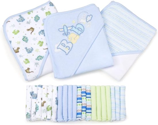 Babybadset - Badtextiel set - Baby verzorgen - Compleet pakket - 23 Delig - Blauw