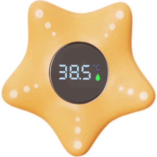 Babybadthermometer, waterdicht, langdurige badthermometer, schattige zeestervorm, temperatuurwaarschuwingstijdweergave, badthermometer voor baby's
