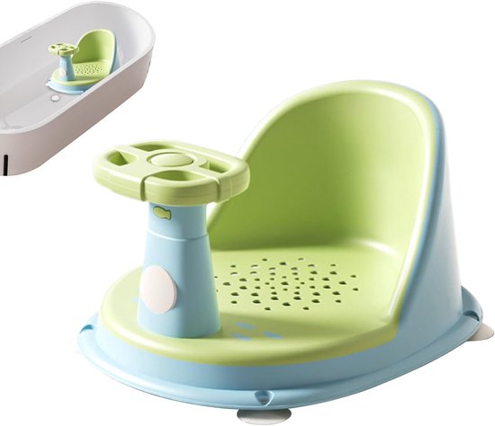 Babybadzitje - Comfortabel zitje - Veilig baden - Met handwiel - 38x29x17 cm - Groen