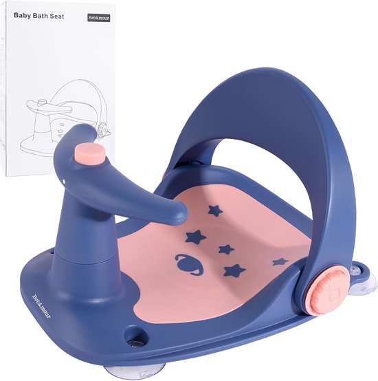 Babybadzitje met sterke zuignap, 3 posities, antislip, voor peuters, 6-18 maanden, donkerblauw van Maltex