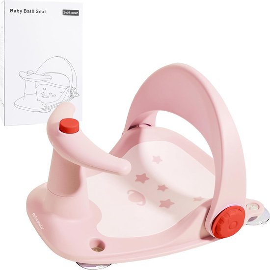 Babybadzitje met sterke zuignap, 3 standen, antislip, voor peuters, 6-18 maanden, roze van Topmark