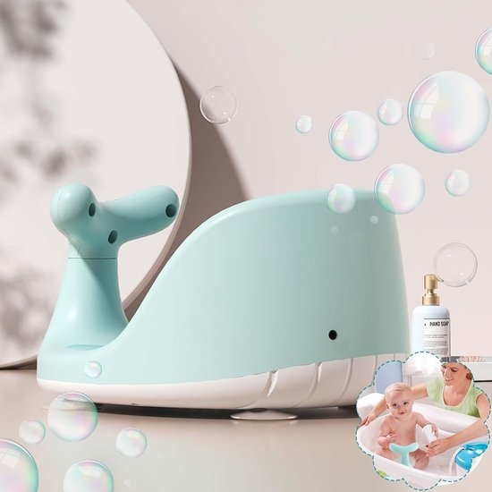 Babybadzitje, schattig babybadzitje in de vorm van een walvis, peuterbadzitje voor zittende baby's die in bad baden, met 4 veilige zuignappen, voor 6 maanden en ouder (groen) van Bébé-Bubble