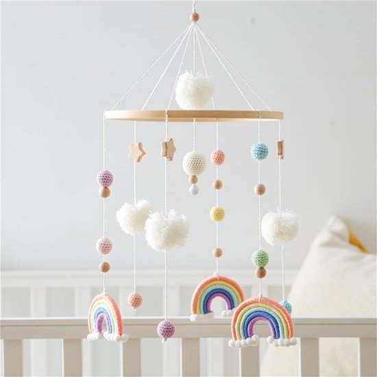 Babybedmobiel, regenboogsterren windgong voor het babybedje, hangende babykamerdecoratie, trekt de aandacht van de baby, kraamcadeau voor jongens en meisjes van Merkloos