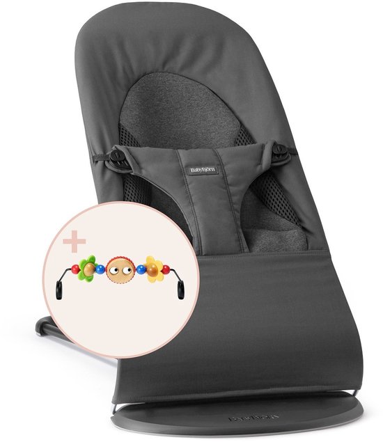 BabyBjörn Balance Soft Leunstoel Woven/Jersey Grijs + Speelgoed van Babybjörn
