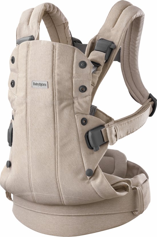 BabyBjörn Draagzak Harmony - Geweven mélange - Lichtbeige - Buikdrager - Rugdrager - Ergonomisch - Zachte details van Merkloos