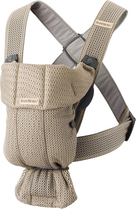 BabyBjörn Draagzak Mini - 3D Mesh Grijs beige - Buikdrager – Heupvriendelijk – Gebruiksvriendelijk van Babybjörn