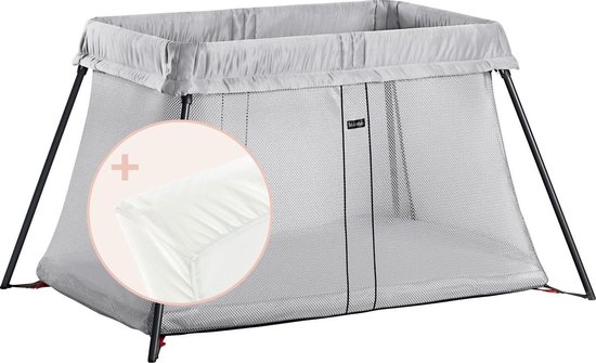 BabyBjörn Reisbedje Light Bundle - Zilver incl Matrasovertrek van Babybjörn