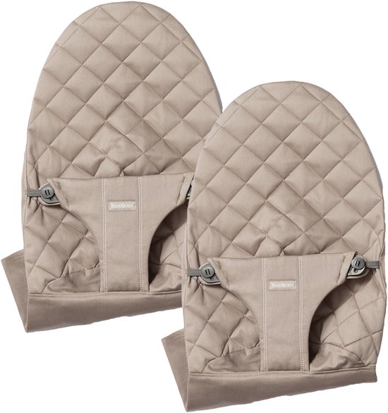 BabyBjörn set van 2 Stoffen Zittingen voor BabyBjörn Wipstoel - Geweven klassieke quilt - Zandgrijs van Babybjörn