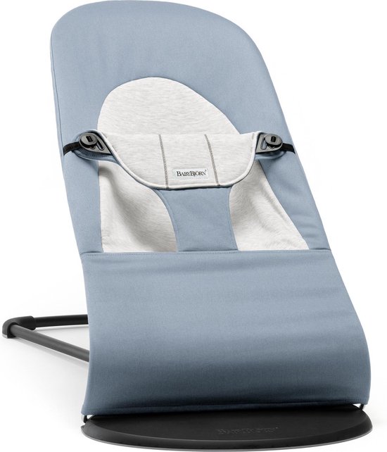 BabyBjörn Wipstoel Balance Soft - Cotton-Jersey - Blauw-Grijs - Ergonomisch - Verstelbaar - Inklapbaar van Babybjörn
