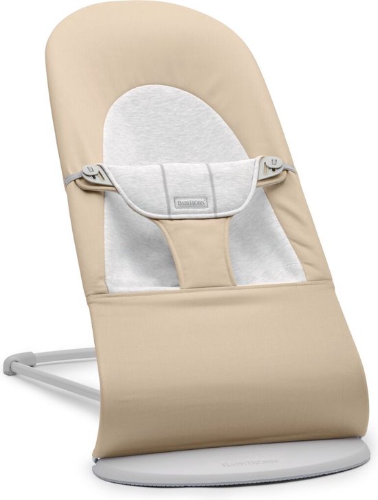 BabyBjörn Wipstoel Balance Soft - Geweven-Jersey - Beige-Grijs - Ergonomisch - Verstelbaar - Inklapbaar van Babybjörn