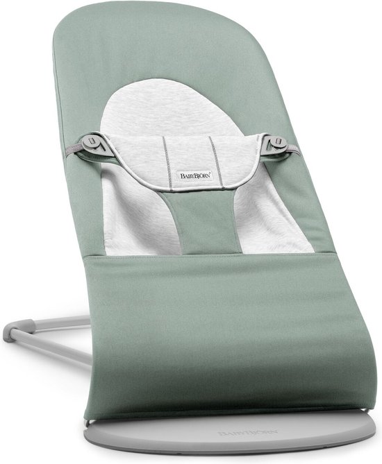 BabyBjörn Wipstoel Balance Soft - Geweven-Jersey - Lichtsalie-Grijs - Ergonomisch - Verstelbaar - Inklapbaar van Babybjörn