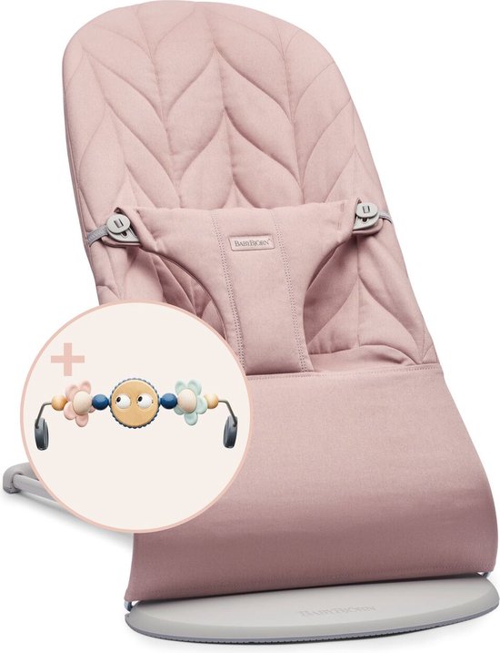 BabyBjörn Wipstoel Bliss Bundle - Geweven kroonblad quilt - Oudroze incl Speelboog Ondeugende oogjes Pastel van Babybjörn