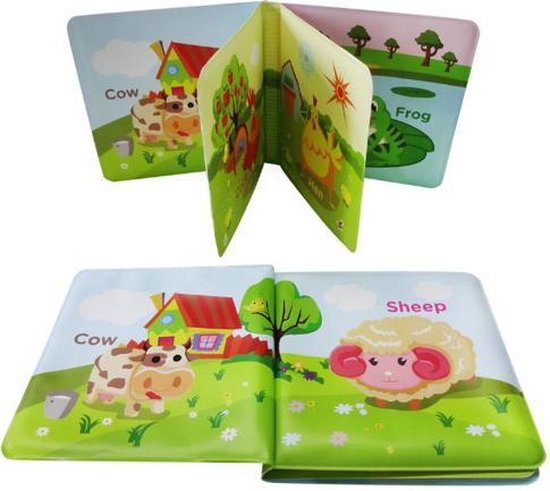 babyboekje/ knisperboekje/ Babyspeelgoed /zwemband/boek voor kinderen/Babybadboekjes Douchen Leren speelgoed | Zwevend boek | Waterdicht kinderbad voor peuters/ Bath book / animal farm van Quaxi