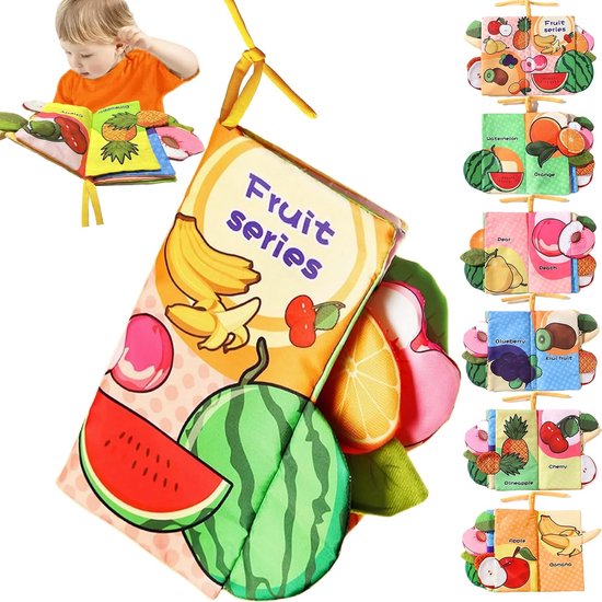 Babyboekjes, zachte stoffen speeltjes geschikt voor baby's van 0-6 tot 12 maanden, geschikt als buikligspeelgoed voor baby's van 0-3-4-5-6-9-12 maanden, tactiele sensorische boekjes met ritselende geluiden, geschikt om in de kinderwagen te plaatsen.