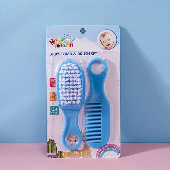 Babyborstel / Babykam / Baby haarverzorging / Blauw / Kraamcadeau / Babyhaartjes kammen van Merkloos