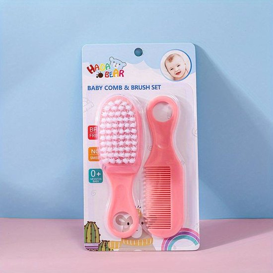 Babyborstel / Babykam / Baby haarverzorging / Roze / Kraamcadeau / Babyhaartjes kammen van Jollein