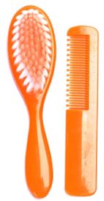 Babyborstel en Babykam - Zachte haartjes - Voor Baby`s - Oranje van Nûby